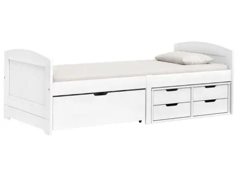 Pat de zi cu 5 sertare "IRUN", alb, 90x200 cm, lemn masiv pin - 2/5