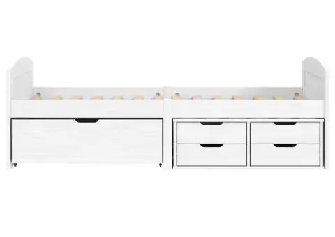 Pat de zi cu 5 sertare "IRUN", alb, 90x200 cm, lemn masiv pin - 4/5