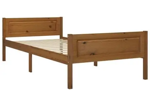 Cadru de pat, maro miere, 90x200 cm, lemn masiv de pin - 2/5