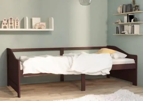 Pat de zi cu 3 locuri, maro închis, 90x200 cm, lemn masiv pin - 1/5