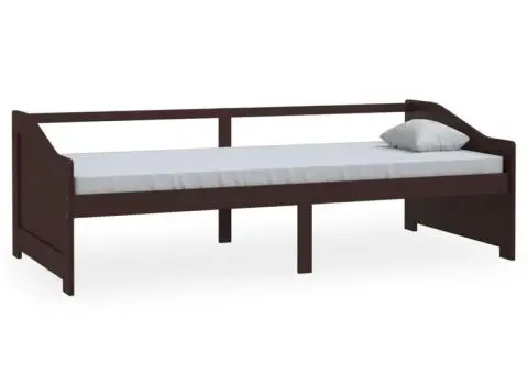 Pat de zi cu 3 locuri, maro închis, 90x200 cm, lemn masiv pin - 2/5