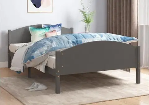 Cadru de pat, gri închis, 120x200 cm, lemn masiv de pin - 1/5