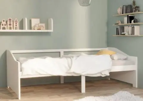 Pat de zi cu 3 locuri, alb, 90x200 cm, lemn masiv de pin - 1/5