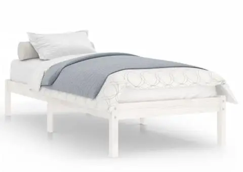 Cadru de pat, alb, 90x200 cm, lemn masiv de pin - 2/5