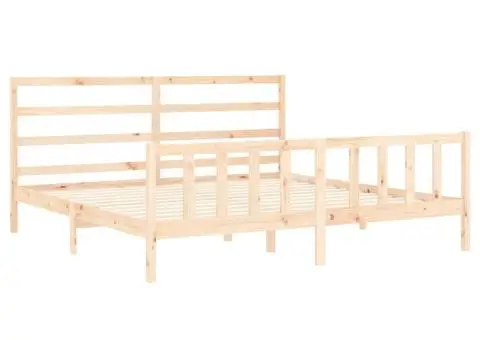 Cadru de pat fără saltea, 200x200 cm, lemn masiv pin - 5/5