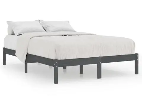 Cadru de pat, gri, 160x200 cm, lemn masiv de pin - 2/5