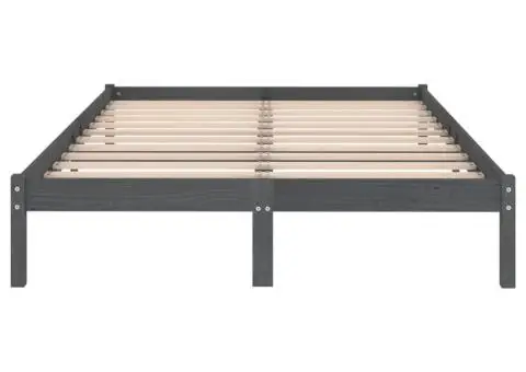 Cadru de pat, gri, 160x200 cm, lemn masiv de pin - 4/5