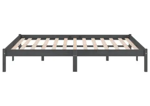 Cadru de pat, gri, 160x200 cm, lemn masiv de pin - 5/5