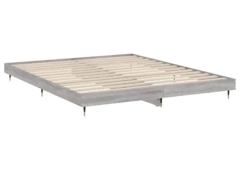 Cadru de pat, gri sonoma, 120x200 cm, lemn prelucrat - 5/5