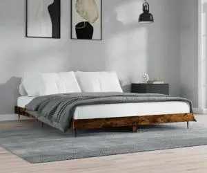 Cadru pat fără saltea Stejar afumat 200x200 cm Lemn prelucrat