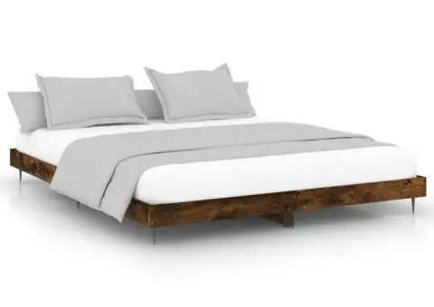 Cadru pat fără saltea Stejar afumat 200x200 cm Lemn prelucrat - 2/5