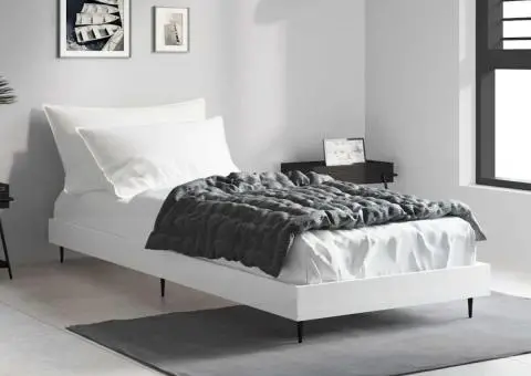 Cadru de pat, alb, 75x190 cm, lemn prelucrat - 1/5