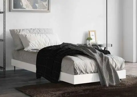 Cadru de pat, alb, 75x190 cm, lemn prelucrat - 4/5