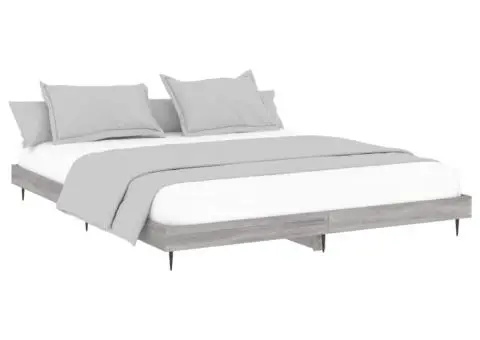 Cadru de pat, gri sonoma, 140x200 cm, lemn prelucrat - 3/5