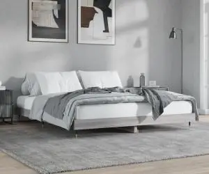 Cadru de pat, gri sonoma, 200x200 cm, lemn prelucrat
