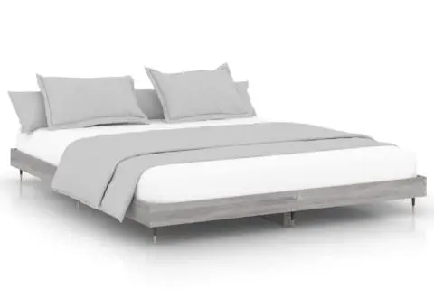 Cadru de pat, gri sonoma, 200x200 cm, lemn prelucrat - 2/5