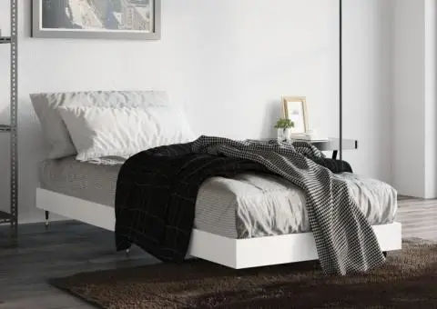 Cadru de pat, alb, 75x190 cm, lemn prelucrat - 1/5