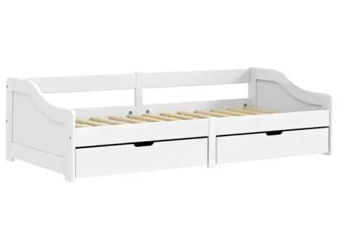 Pat de zi cu 2 sertare "IRUN", alb, 90x200 cm, lemn masiv pin - 3/5