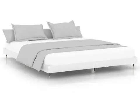 Cadru de pat, alb extralucios, 140x200 cm, lemn prelucrat - 2/5