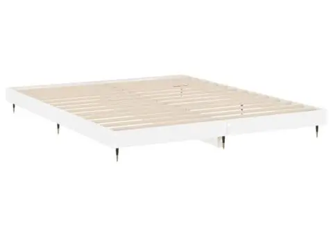 Cadru de pat, alb extralucios, 140x200 cm, lemn prelucrat - 5/5