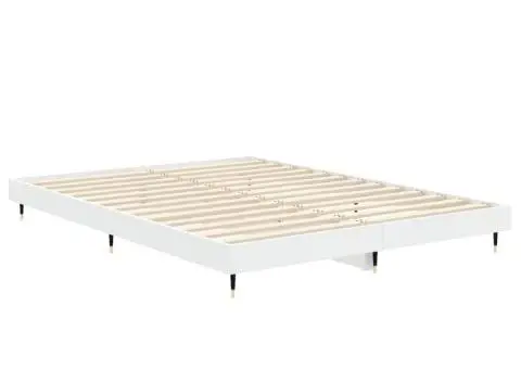 Cadru de pat, alb ,135x190 cm, lemn prelucrat - 5/5