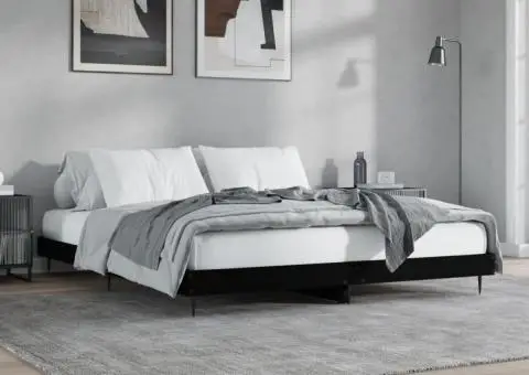 Cadru de pat fără saltea Negru 160x200cm Lemn prelucrat - 4/5