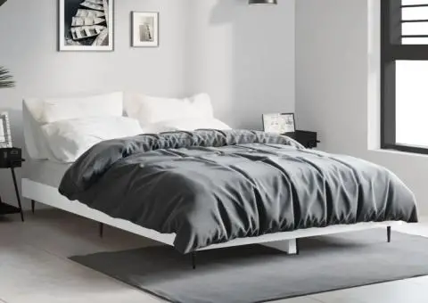 Cadru de pat, alb, 120x190 cm, lemn prelucrat - 1/5