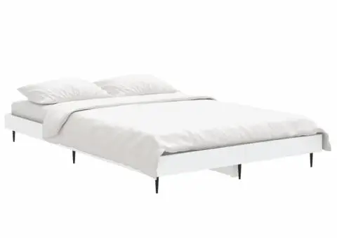 Cadru de pat, alb, 120x190 cm, lemn prelucrat - 3/5