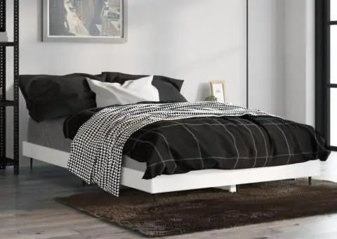 Cadru de pat, alb, 120x190 cm, lemn prelucrat - 4/5