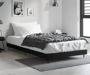 Cadru de pat, negru, 90x190 cm, lemn prelucrat