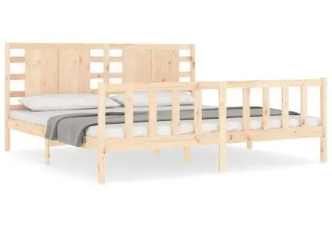 Cadru de pat fără saltea, 200x200 cm, lemn masiv pin - 2/5