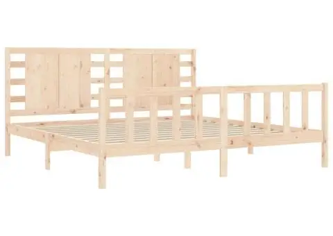 Cadru de pat fără saltea, 200x200 cm, lemn masiv pin - 5/5