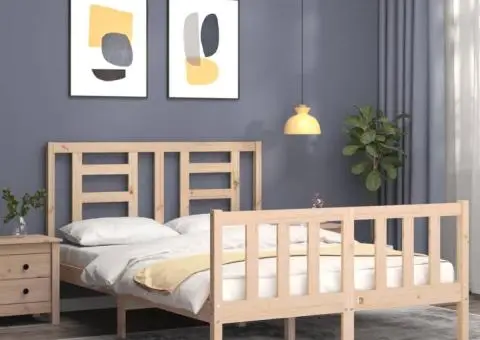 Cadru de pat fără saltea, 120x200 cm, lemn masiv pin - 3/5