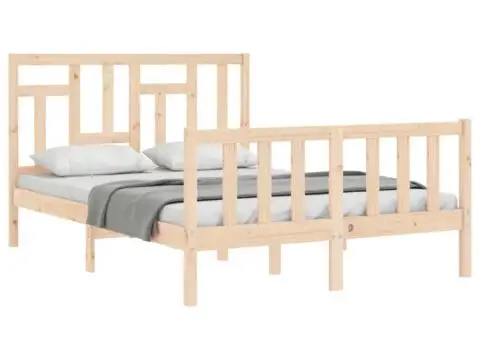 Cadru de pat cu tăblie, dublu, lemn masiv - 4/5