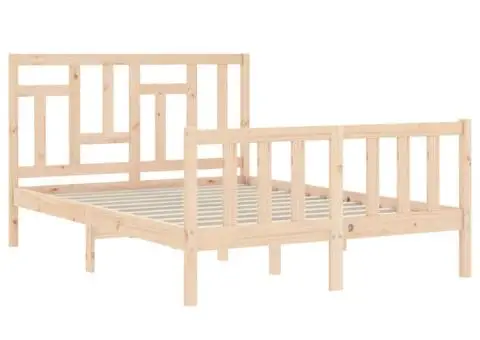 Cadru de pat fără saltea, 140x190 cm, lemn masiv de pin - 5/5