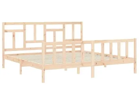 Cadru de pat fără saltea, 200x200 cm, lemn masiv pin - 5/5