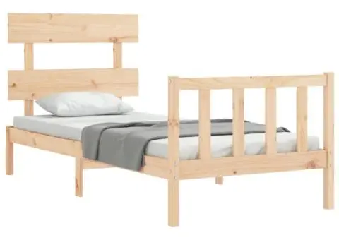 Cadru de pat cu tăblie single mic, lemn masiv - 4/5