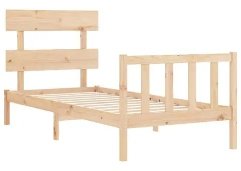 Cadru de pat cu tăblie single mic, lemn masiv - 5/5