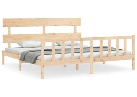 Cadru de pat cu tăblie Super King Size, lemn masiv - 2/5