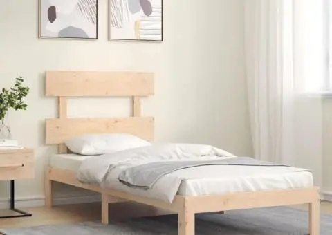 Cadru de pat fără saltea, 90x200 cm, lemn masiv pin - 3/5
