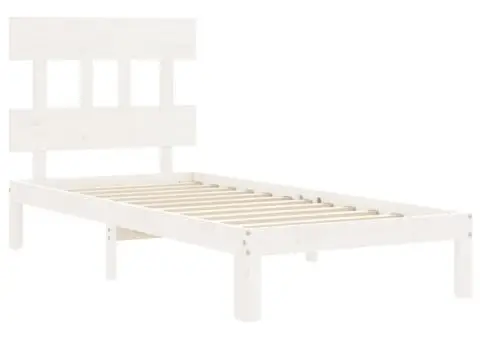 Cadru de pat fără saltea, alb, 90x200 cm, lemn masiv pin - 5/5