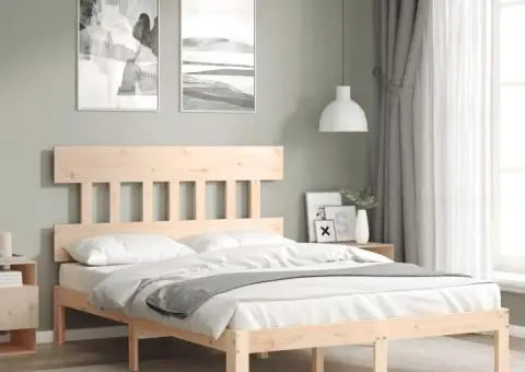 Cadru de pat fără saltea, 140x200 cm, lemn masiv pin - 1/5