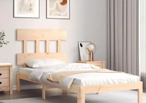 Cadru de pat cu tăblie single, lemn masiv - 3/5