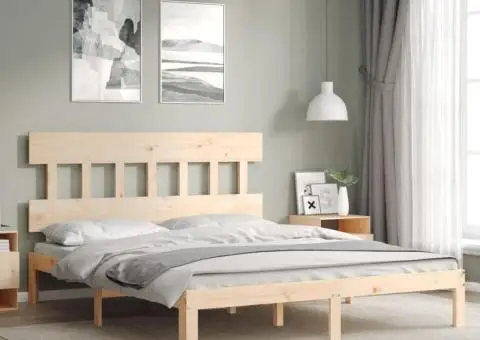 Cadru de pat fără saltea, 160x200 cm, lemn masiv pin - 1/5