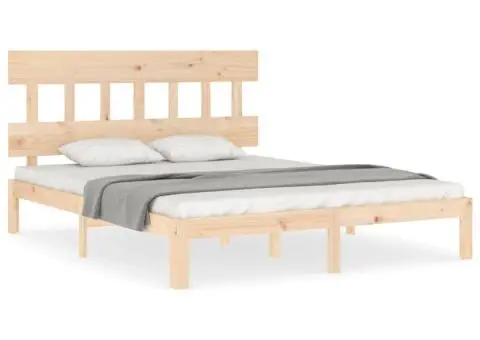 Cadru de pat fără saltea, 160x200 cm, lemn masiv pin - 2/5