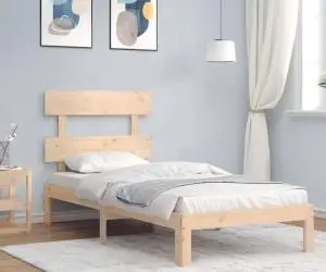 Cadru de pat cu tăblie single mic, lemn masiv