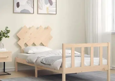 Cadru de pat fără saltea, 90x200 cm, lemn masiv pin - 3/5