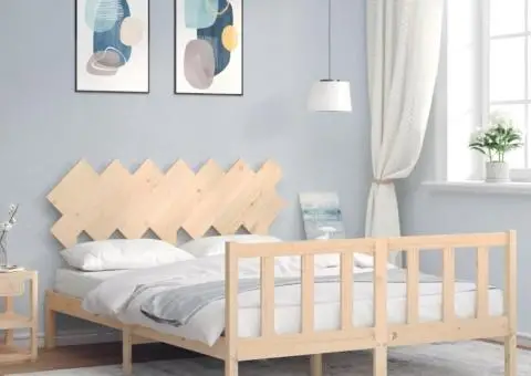 Cadru de pat fără saltea, 140x200 cm, lemn masiv pin - 1/5