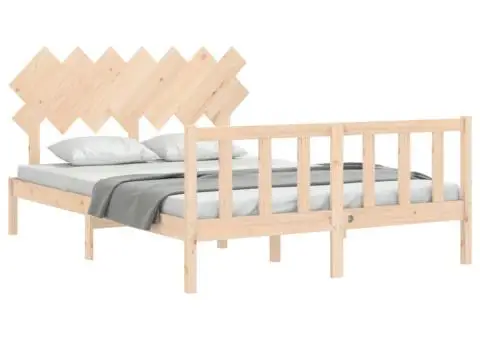 Cadru de pat fără saltea, 140x200 cm, lemn masiv pin - 4/5