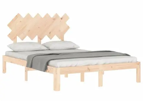 Cadru de pat cu tăblie, dublu, lemn masiv - 3/5